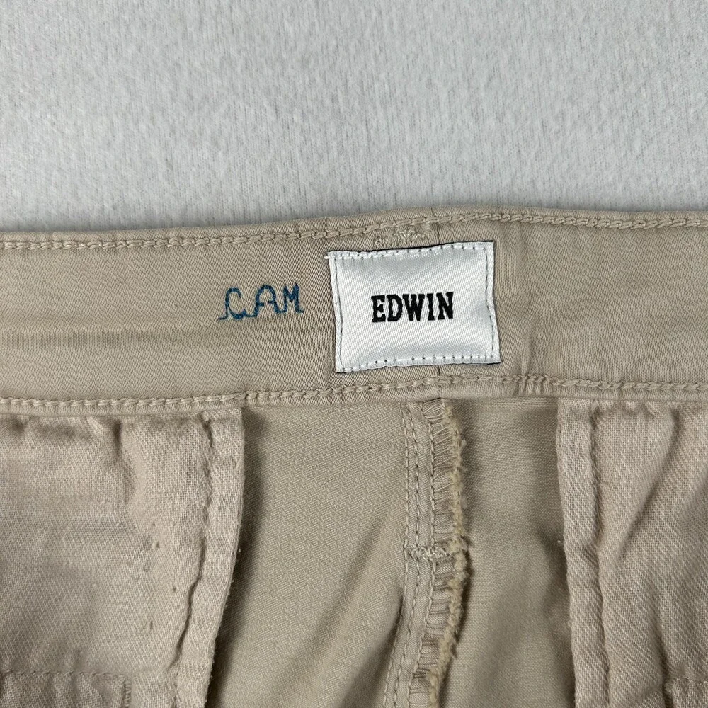 Edwin Pants Mens 34x30 Beige Otis Chino Stretch Canvas Khakis Flat Front USA